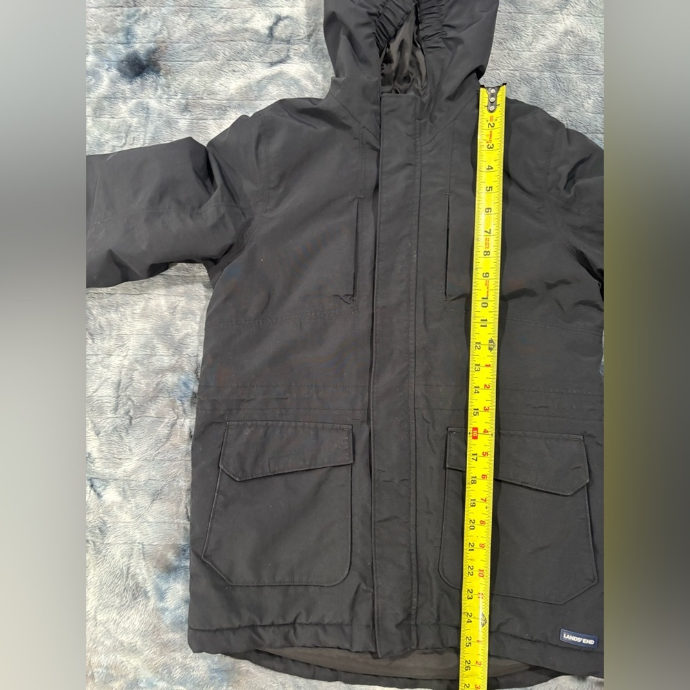Lands’ End Kids Black Insulated Winter Parka Coat | Hooded | Size M 10–12 - Picture 7 of 13